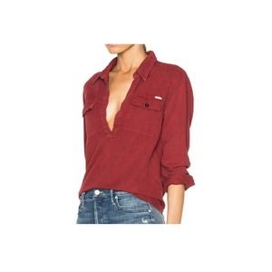 MOTHER The Frenchie Button Up Brick Women’s XS Red Cotton Button Up Pullover